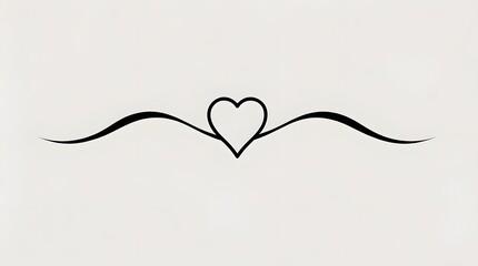 a small solid heart in the center and gentle wave lines extending horizontally from both sides,