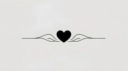 a small solid heart in the center and gentle wave lines extending horizontally from both sides,