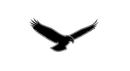 Naklejka premium Majestic Black Eagle in Flight Silhouette.