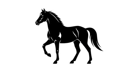 Majestic Black Horse Silhouette in Elegant Stance.