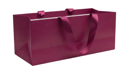 Elegant magenta shopping bag PNG isolated on transparent background, reusable gift bag for retail and promotional use