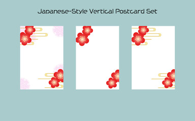 梅の花のポストカードセット（縦型）