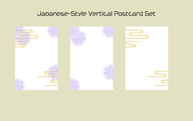 和柄のポストカードセット（縦型）。
