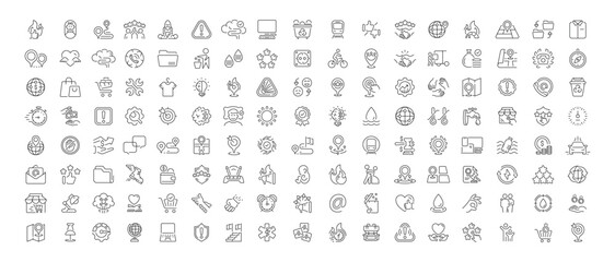 Business and finance editable line icons set: linear style, economy and banking tools