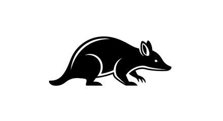 Obraz premium Minimalist black bandicoot silhouette icon on a white background.