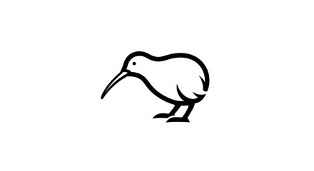 Obraz premium Minimalist Kiwi Bird Illustration - A Simple and Elegant Design.
