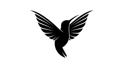 Obraz premium Minimalist Black Silhouette of a Hummingbird in Flight.