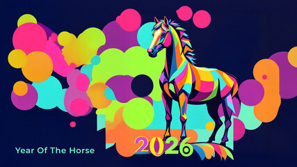 Year of the Horse 2026 Modern Template for Social Media Design