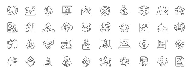 Business success editable line icons set. achievement and growth symbols
