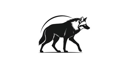 Fototapeta premium Maned Wolf Silhouette - A Striking Vector Illustration of Wildlife.
