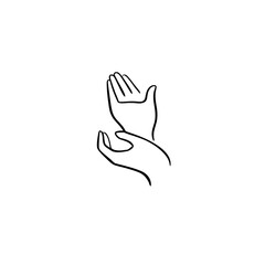Fototapeta premium Minimalist hand washing gesture icon in sketch style