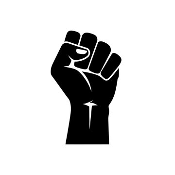 Strong black raised fist symbolizing power and protest