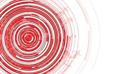 Red Circular Technology: A graphic of red concentric circles symbolizes a data flow or modern digital connection in a futuristic environment.