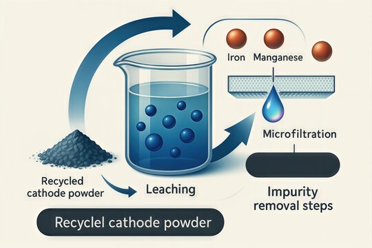 Innovative process of recycling cathode powder for sustainable material recovery utilizing leaching and microfiltration technology to enhance efficiency and reduce environmental impact