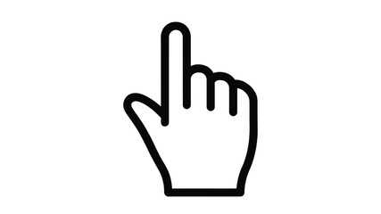 Simple black and white illustration of a hand with the index finger pointing down