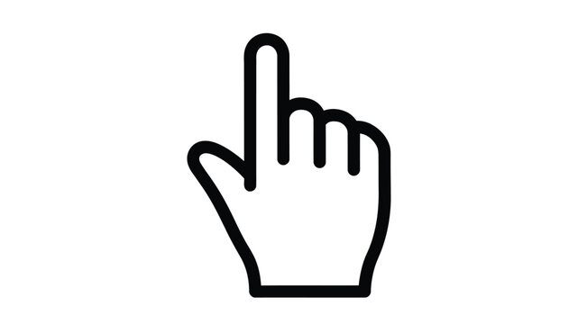 Simple black and white illustration of a hand with the index finger pointing down