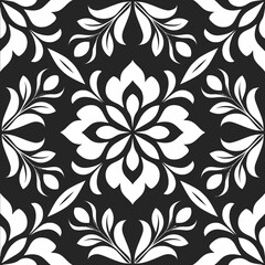 simple flat monochrome vector svg image flower pattern vines and leafs