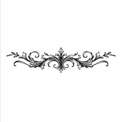 simple black and white baroque vector thin straight filigree line vector illustration isolated on white