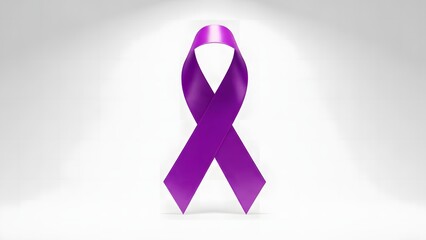 International Epilepsy Day: Purple Awareness Ribbon with Soft Shadow on Light Background
