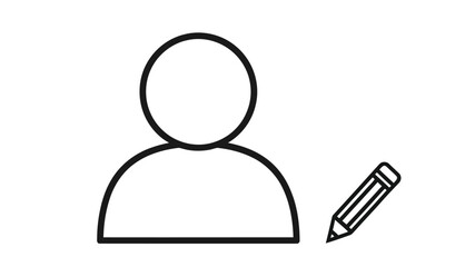 Simple user profile icon with a pencil representing editing or account settings