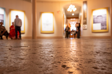 Fototapeta premium Selective focus low angle view of the pitted floor in the Old Courthouse National Park, St. Louis, Missouri, USA