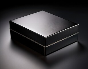 black glossy box on dark background showcasing elegant simplicity and minimalism ideal for product display or luxury branding