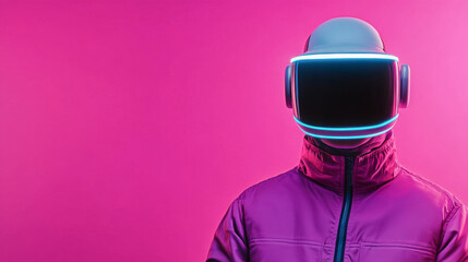 Futuristic spacesuit and helmet design with neon blue accents