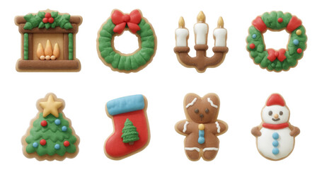 Obraz premium Cute Holiday Home Decor Items Featuring Clay Gingerbread Cookies on Transparent Background