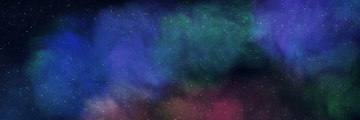 Fototapeta premium Colorful Starry Nebula with Swirling Cosmic Clouds