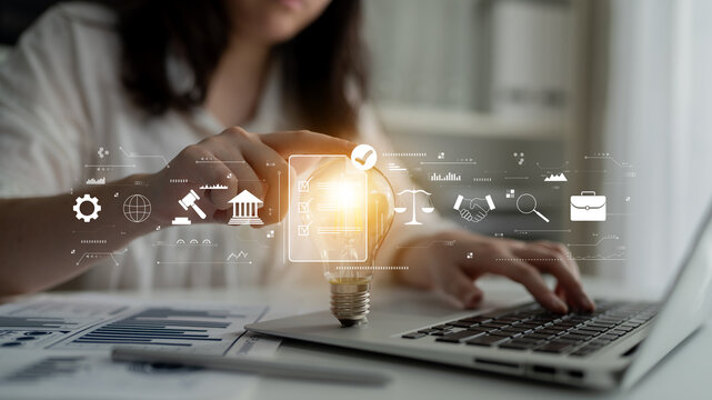 The process of ensuring regulatory compliance and finalizing business legal agreements. A concept of meeting standards, due diligence, and contracts. Motif