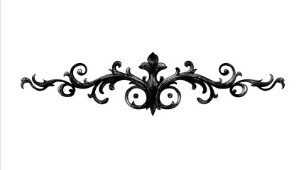 horizontal gothic ornamental divider painterly ink or stonecarved flourish symmetrical design medieval gothic style twisted iron vines and cryptic symbols ele
