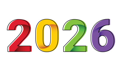 2026 Happy New Year Design Abstract MultiColor Symbol Vector Illustration Background