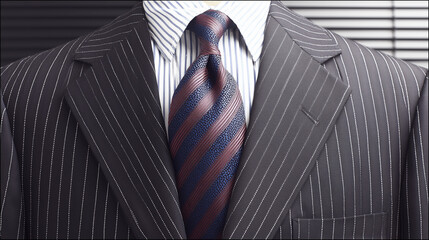 Business suit details, tie, jacket and handkerchief	
