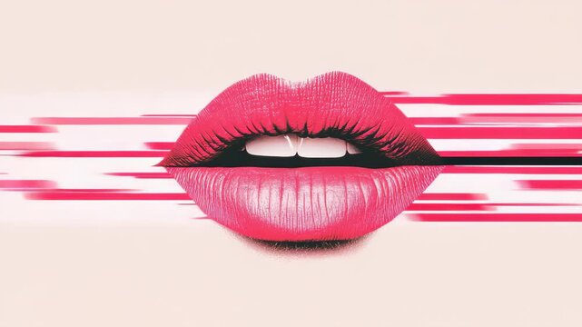 Sensual Lips: A close-up shot of plump, glossy lips in a vibrant shade of pink, offering a striking visual with its seductive charm.