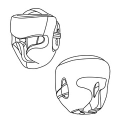 Two Boxing Headguards in Line Art Style.