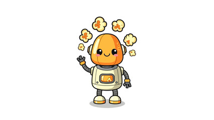 Fototapeta premium Cartoon Robot Character with Idea Bulbs Isolated on White Background