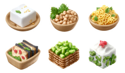 Assorted Vegan Protein Sources for Plant-Based Diet on Transparent Background