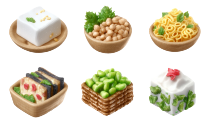 Assorted Vegan Protein Sources for Plant-Based Diet on Transparent Background