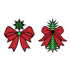 Christmas Bow and Ribbon Decorative Illustration