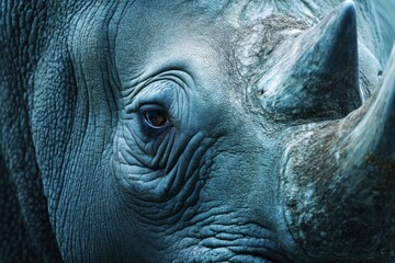 Close Up View of a Rhino's Ancient and Textured Face
