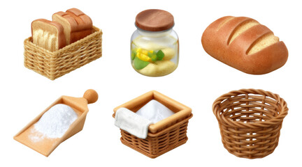 Artisan Bread Baking Essentials for Home Bakers with Soft Textures on Transparent Background