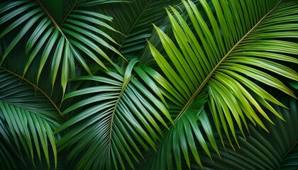 Obraz premium tropical palm leaves a detailed composition of lush verdant palm fronds beautifully rendered with sharp focus capturing the essence of a tropical paradise