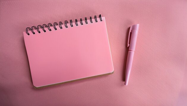 pink notepad mockup with pen minimal blank mockup mock up