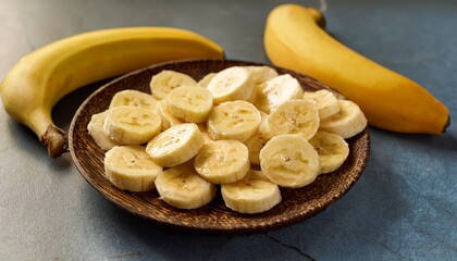 banana slices perfectly sliced banana pieces ready for a wholesome snack revealing the natural texture and bright yellow color