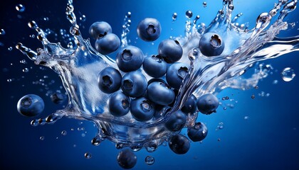 burst of flavor a vibrant high angle shot captures a dynamic burst of blueberries and juice showcasing the freshness and explosive nature of this delightful fruit