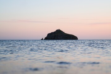 Limnos island in aegean sea during sunset