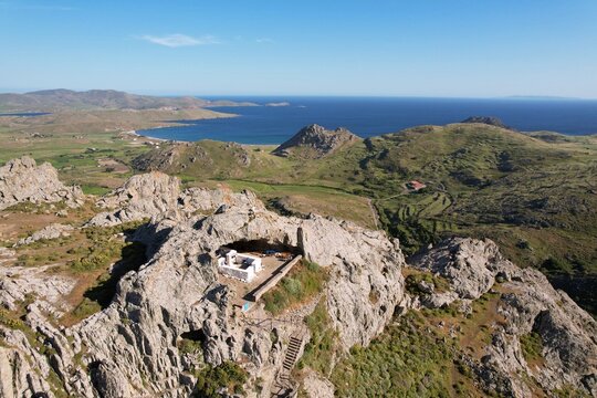 Virgin mary kakkaviotissa chapel overlooking limnos island landscape