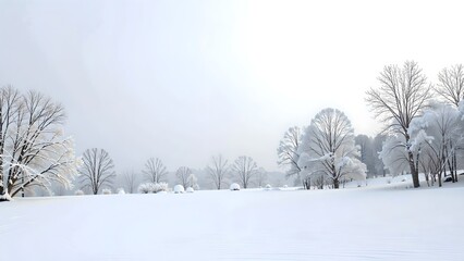 Wide Winter Landscape with Snow Covered Trees