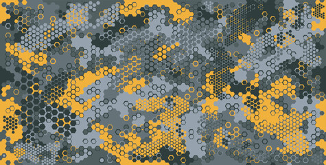 seamless camouflage pattern with orange grey black colors