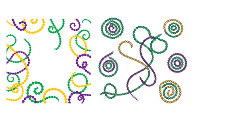 Mardi Gras Beads Swirls and Spirals Vector Art Background